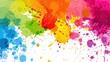 Illustration bright colorful watercolor splash splatter texture white background. AI generated