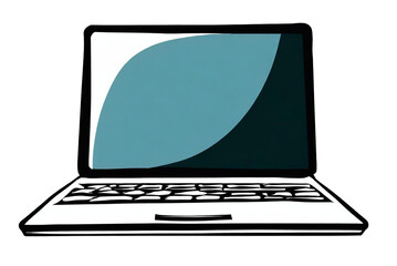 Wall Mural - graphic 2d drawing, laptop icon, illustration on white background
