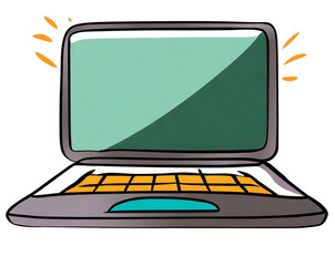 Wall Mural - 2d illustration drawing laptop flat icon isolated on white background