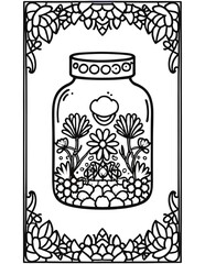 Wall Mural - summer coloring page for children plant in a jar