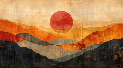 Wall Mural - A simple digital landscape with a minimalist style.