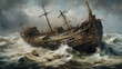 a shipwreck at sea