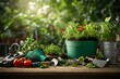 Nature’s Pantry at Home: A Vibrant Display of Indoor Gardening with Various Herbs, Reflecting the Beauty and Bounty of Nature’s Offerings, generative AI