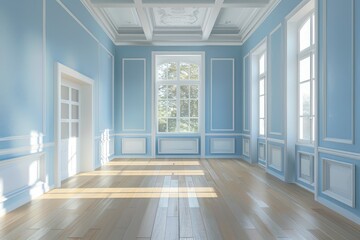 Minimalist background mock up, a Pastel Blue living room interior.