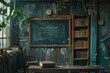 © mila103 - A school with a teacher, a chalkboard, and some books