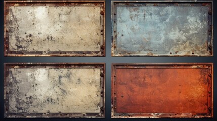 Wall Mural - Four different colored metal plates, versatile for various designs