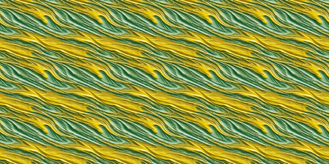 Canvas Print - Yellow and Green Background With Wavy Lines