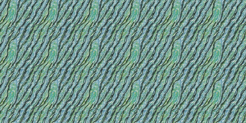 Canvas Print - Blue and Green Background With Wavy Lines