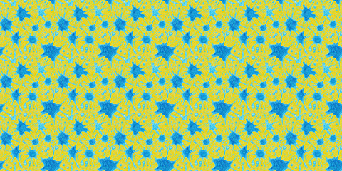 Canvas Print - Blue and Yellow Pattern on Yellow Background