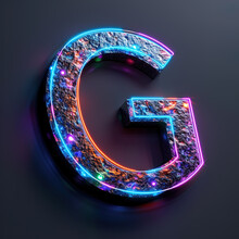 G Text For The Logo Where The Font Is Clear, Stylish,black Background, Neon-colored, Aurora Light, And Sophisticated To Make An Eye-catching, Notable, Neon-colored Aurora Light And Luxurious