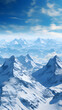 A mountain landscape with snowy peaks and a clear blue sky is a refreshing and pleasant mobile device wallpaper Generative AI