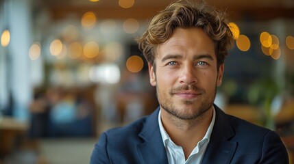 Wall Mural - Portrait of a handsome mature businessman smiling in an office building.