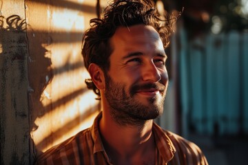 Close up portrait of a handsome young man smiling while standing outdoors