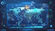 © Suleyman - world map with an app for weather forecasting. The monitor screen displays weather prediction data. The notion of meteorology