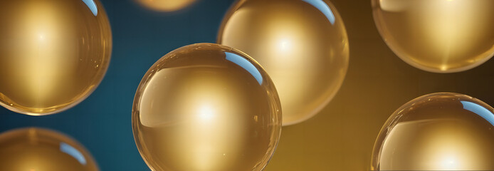 Wall Mural - Abstract background with shiny gold spheres