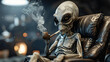 alien with a pipe