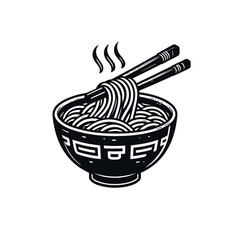 Ramen noodle engraved monochrome isolated vector illustration