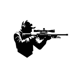 Monochrome isolated sniper vector illustration