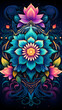 An intricate mandala design with intricate patterns and vibrant colors, a visually appealing and calming wallpaper for mobile devices Generative AI