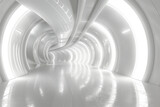 Fototapeta Przestrzenne - Spaceship hallway  with neon light