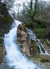 Wall Mural - El Molino waterfall in Villabáscones de Bezana in the Valdebezana Valley. The Merindades region. Burgos. Castile and Leon. Spain. Europe