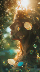 Wall Mural - Combine lens flares with bokeh. The blurred lights should create a magical and enchanting backdrop