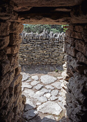 Sticker - Entrance to hut in village des Bories open air museum near Gordes village in Provence region of France