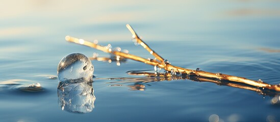 Poster - Bird's Aquatic Adventure: Feathered Friend Enjoying a Swim with a Twig