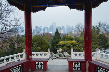 Poster - View from hilltop in Ritan Park - Temple of the Sun Park in Jianguomen area, Beijing, China