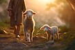 Small lamb with Jesus Christ