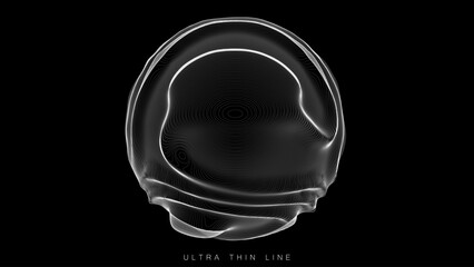 Wall Mural - ultra thin line fluid geometry. dynamic vector distorted spheres.