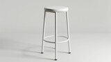 Fototapeta Paryż - White metal frame plastic stool isolated on white. Generative AI