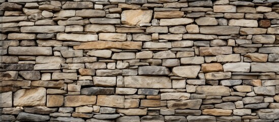 A sturdy wall constructed from small rocks stacked on top of each other, forming a barrier or boundary. The rocks vary in size and color, creating a textured and organic appearance.