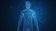© Orxan - Wireframe mesh of a human body in virtual reality, scanned for medical blueprint 3D modeling