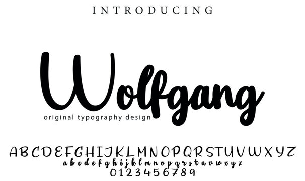 Wolfgang Font Stylish brush painted an uppercase vector letters, alphabet, typeface