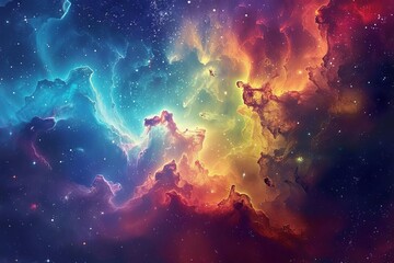 Wall Mural - vibrant space nebula illustration with galaxies and stars creating a mesmerizing cosmic display