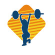 Silhouette of female athlete doing weight lifting sport. 