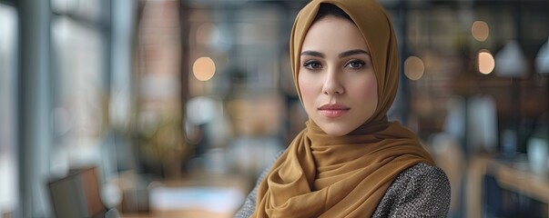 Confident Professional Woman in Hijab at Workplace. Generative AI image