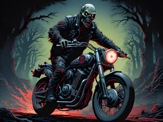 Wall Mural - motorcycle rider with skull