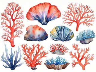 Sticker - coral collection isolated in white background