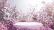 podium background flower rose product pink 3d spring table beauty stand display nature white rose garden summer flower podium background