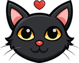 Fototapeta  - black cat head-add-some-love vector.eps