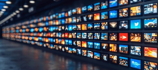 Abstract multimedia background with web streaming media tv video technology channels images