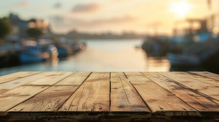 Wall Mural - Wooden harbor docks top with copy space. Harbor background