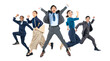 © metamorworks - ジャンプする様々な世代や国籍のビジネスパーソン　手作業で精密に切り抜いた背景透過全身写真PNG（1人ずつのPNG画像も販売しております。作成者リンクから「PNG」で検索してください）