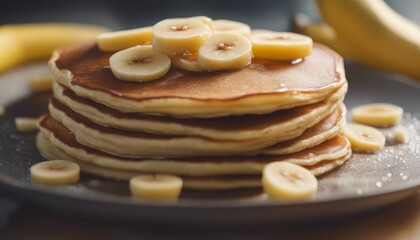 Wall Mural - View of delicious pancakes with bananas