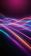 Wall Mural - abstract background with pink blue orange glowing neon lines and bokeh lights. data transfer concept