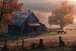 old farm house in morning