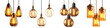 Pendant lights cartoon anime style, cute clipart, isolated on white background or transparent background