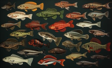 Wall Mural - Seamless pattern with fishes